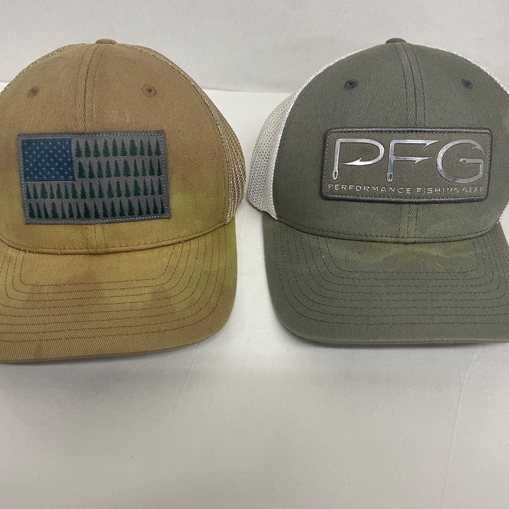 COLUMBIA Hat x 2 Fishing Gear Ball Cap PFG American flag